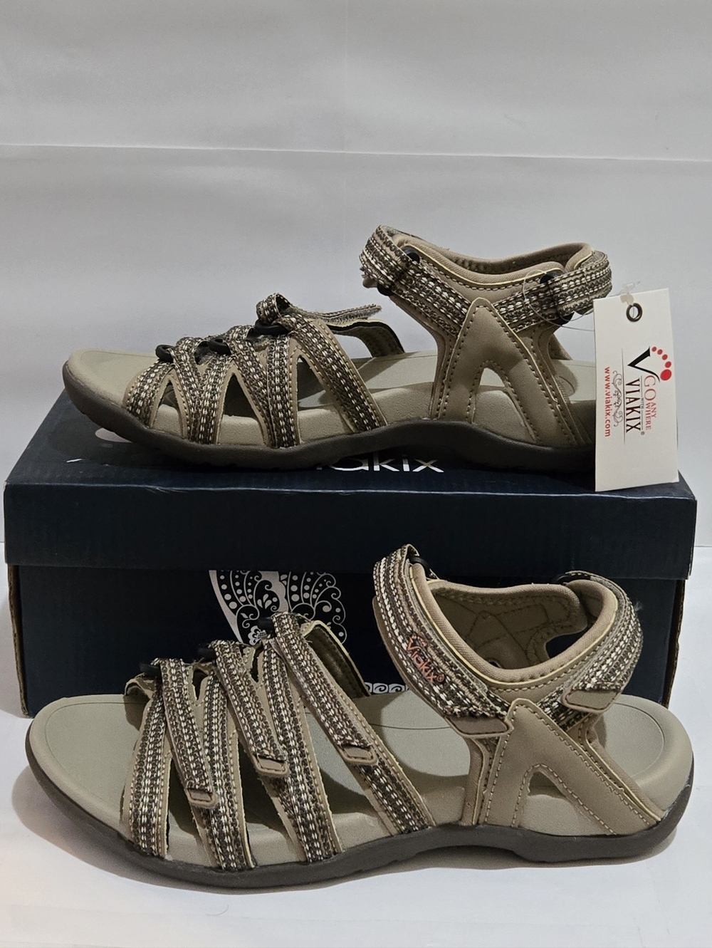 Viakix Acadia Arch Support Hiking Sandals Beige Strappy Women's Size 7